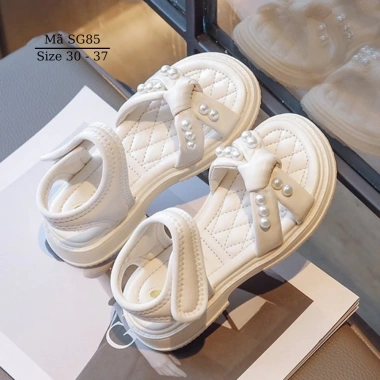 Dép sandal bé gái 5-12 tuổi màu trắng quai ngọc SG85, đi học dạo phố du lịch – 295.000₫ 3
