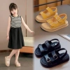 Dép sandal đi học bé gái 3‑12 tuổi 2 khuy dán đế bánh mì xăng đan quai hậu 3