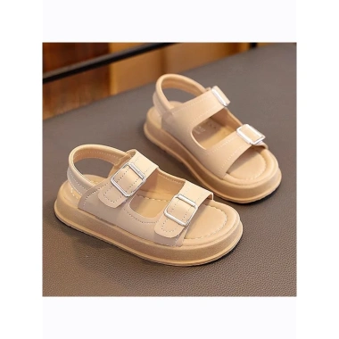 Dép sandal đi học bé gái 3‑12 tuổi 2 khuy dán đế bánh mì xăng đan quai hậu
