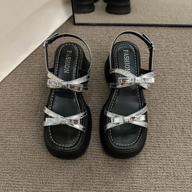 Dép Sandal Nữ Kết Nơ Đế Cao 4-5cm - Đi Êm Chân, Phù Hợp Đi Học và Đi Làm B1