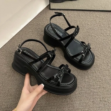 Dép Sandal Nữ Kết Nơ Đế Cao 4-5cm - Đi Êm Chân, Phù Hợp Đi Học và Đi Làm B1 7 Dép Sandal Nữ Kết Nơ Đế Cao 4-5cm - Đi Êm Chân, Phù Hợp Đi Học và Đi Làm B1 7