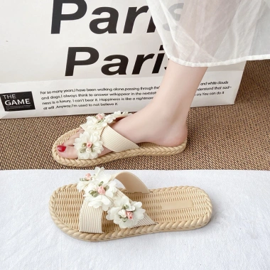 Dép sandal nữ mùa hè - Dép hoa đế bằng mới, Hàn Quốc, đi biển cute, chỉ 90.000₫