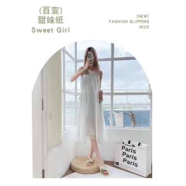 Dép sandal nữ mùa hè - Dép hoa đế bằng mới, Hàn Quốc, đi biển cute, chỉ 90.000₫