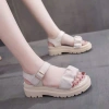 Dép sandal nữ quai da nhún xinh xắn, đế 5P siêu nhe êm, 3 màu kem đen trắng, giá ưu đãi 112k