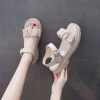 Dép sandal nữ quai da nhún xinh xắn, đế 5P siêu nhe êm, 3 màu kem đen trắng, giá ưu đãi 112k 5