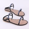 Dép sandal nữ quai dây mảnh đính đá thấp 1cm - Đi biển thời trang cao cấp Hishoo S147 345k 4