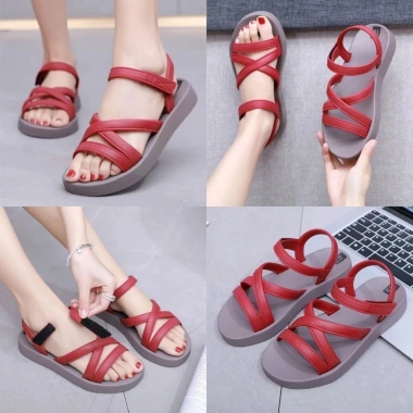 Dép sandal nữ quai hậu đế bệt dây, phong cách phố đi mưa, du lịch tắm biển, cao su thời trang - Thế Giới 1.997, 54.000₫ 7