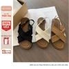 Dép sandal quai chéo vải bản da mềm, đế bệt đan chéo, quai cài điều chỉnh cho mùa summer đi biển