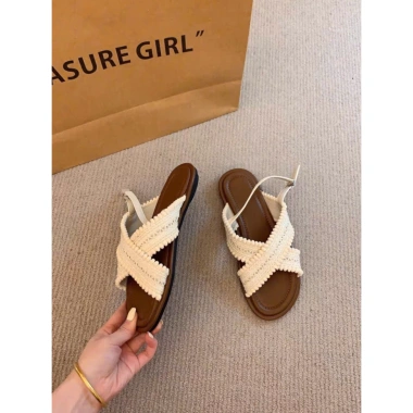 Dép sandal quai chéo vải bản da mềm, đế bệt đan chéo, quai cài điều chỉnh cho mùa summer đi biển 5 Dép sandal quai chéo vải bản da mềm, đế bệt đan chéo, quai cài điều chỉnh cho mùa summer đi biển 5
