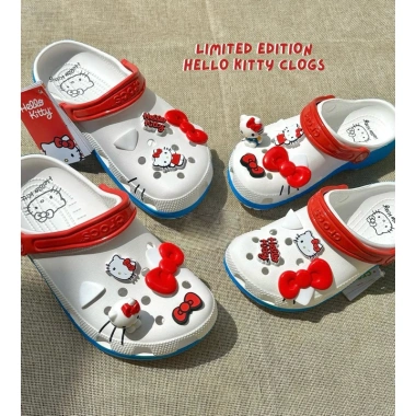 Dép Sục Crocs Hello Kitty Quai Đỏ - Tặng Charm, Giá 655k, Giảm Đến 20%