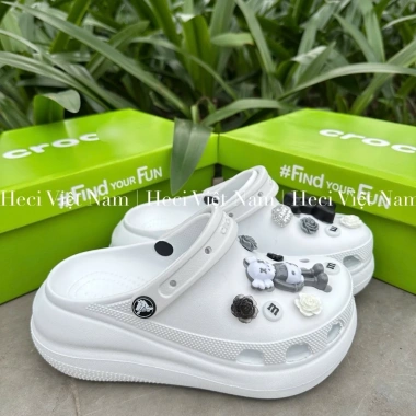 Dép Sục Cross Crush Classic Độn Đế Form Hàn Đế 7cm và Bộ Charm Tặng Kèm Giá 230k