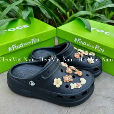 Dép Sục Cross Crush Classic Độn Đế Form Hàn Đế 7cm và Bộ Charm Tặng Kèm Giá 230k