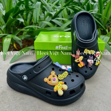 Dép Sục Cross Crush Classic Độn Đế Form Hàn Đế 7cm và Bộ Charm Tặng Kèm Giá 230k