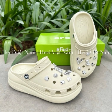 Dép Sục Cross Crush Classic Độn Đế Form Hàn Đế 7cm và Bộ Charm Tặng Kèm Giá 230k