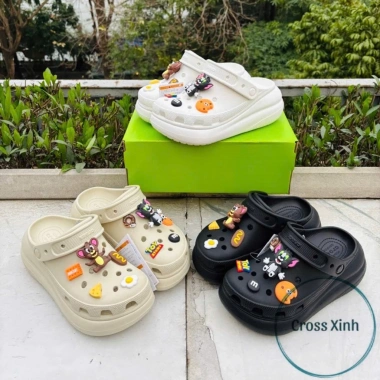 Dép sục cross nữ Crush 7cm cao, chống trơn trượt, êm chân, tặng charm 3D - Giá 400.000đ