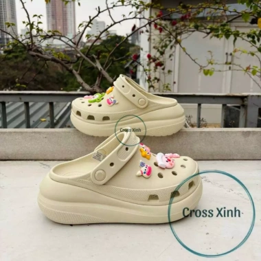 Dép sục cross nữ Crush 7cm cao, chống trơn trượt, êm chân, tặng charm 3D - Giá 400.000đ