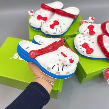 Đép sục Hello Kitty trắng nơ đỏ cho người lớn và trẻ em - Giá chỉ 380.000 VND 8