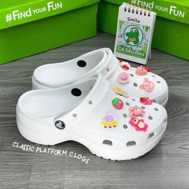Dép Sục Nữ Crocs Classic Đế Cao 5cm Đúc Nguyên Khối - Giá 152k, Tặng 14 Sticker 4
