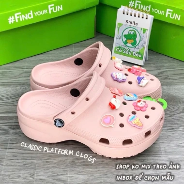 Dép Sục Nữ Crocs Classic Đế Cao 5cm Đúc Nguyên Khối - Giá 152k, Tặng 14 Sticker 6