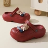 Dép sục nữ độn đế 5cm đỏ đô 2.025 charm Bear 3D SAKI - Giá ưu đãi 149k 6