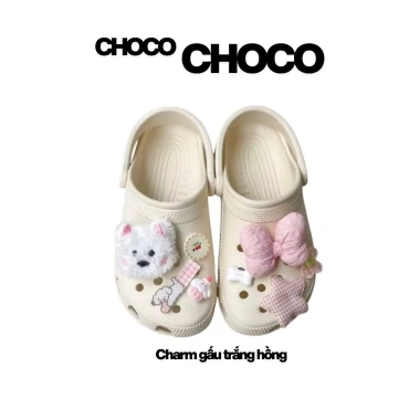 Dép Sục Quai Hậu Không Thấm Nước Nam Nữ Êm Chân Kèm Charm Dễ Thương - 89.000₫