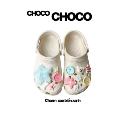 Dép Sục Quai Hậu Không Thấm Nước Nam Nữ Êm Chân Kèm Charm Dễ Thương - 89.000₫