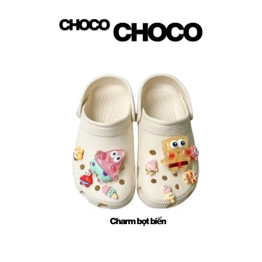 Dép Sục Quai Hậu Không Thấm Nước Nam Nữ Êm Chân Kèm Charm Dễ Thương - 89.000₫