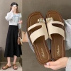 Dép thời trang nữ xỏ ngón EVA đế nhẹ, charm điệp, 2 màu trắng kem - đen, giảm còn 69k 2