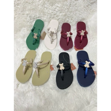 Dép tông Lào Quai T đính gấu - Sang xinh, thoải mái, đi mưa du lịch, giá 48.999đ 9