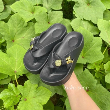 Dép tông nữ Đính nơ, độn cao 5cm, kẹp xỏ ngón xinh xắn - Đi chơi, đi biển 59k 7
