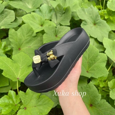Dép tông nữ Đính nơ, độn cao 5cm, kẹp xỏ ngón xinh xắn - Đi chơi, đi biển 59k 8
