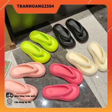Dép xỏ ngón đế dày neon cá tính, nhiều màu, chống mưa, cao su đúc nguyên khối - 23.000₫