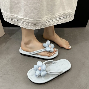 Dép Xỏ Ngón Đính Hoa Thời Trang Nữ Đế Chống Trượt Thanh Lịch Dễ Phối Đồ 3 Màu