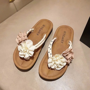 Dép Xỏ Ngón Nữ Đế Phẳng Hình Hoa - Size 36-41, Đi Chơi, Đi Biển, Giá 49k