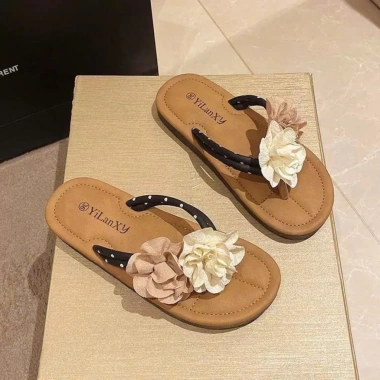 Dép Xỏ Ngón Nữ Đế Phẳng Hình Hoa - Size 36-41, Đi Chơi, Đi Biển, Giá 49k