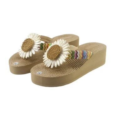 Dép xỏ ngón nữ giả cói hoa cúc cao 5cm và 3cm, đi biển siêu thích, giá 109k