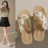 Dép Xỏ Ngón Nữ Hoa Vải Chống Trượt, Chống Mòn, Đế Bằng - Thời Trang Đi Biển Giá 65.000₫ 3