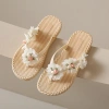Dép Xỏ Ngón Nữ Hoa Vải Chống Trượt, Chống Mòn, Đế Bằng - Thời Trang Đi Biển Giá 65.000₫ 6