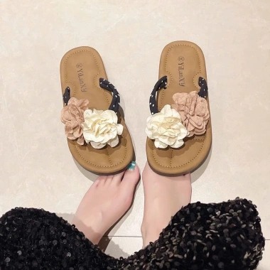 Dép xỏ ngón nữ mềm mại, chống trượt, họa tiết hoa dễ thương - Thời trang đi biển, giá chỉ 69.300₫ 8