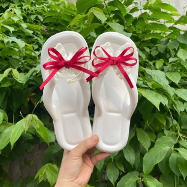 Dép xỏ ngón tăng 5cm hoa lan, hoa hồng, nơ xinh - mẫu mới đi biển, đi chơi phối đồ