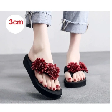 Dép Xỏ Ngón Tông Kẹp Đính Hoa Đế Xuồng Cao Chống Trượt - Phù Hợp Du Lịch 2.022 5