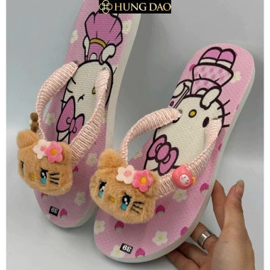 Dépkẹp nữ Hùng Đào Hello Kitty nhí nhảnh mềm mại đế chống trượt đủ size 120k 4