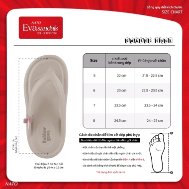Dépp Kẹp Xỏ Ngón Nữ Nato Rubber Đúc Nguyên Khối Eva Cao Cấp – Êm, Chống Trượt, đi biển, Giá ưu đãi 186k