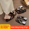 Dépp PU Square Head Clip Toe Vintage Casual Low Heel Bãi biển Mùa hè SS24 - Đế phẳng, thoải mái, giá 169k