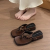 Dépp PU Square Head Clip Toe Vintage Casual Low Heel Bãi biển Mùa hè SS24 - Đế phẳng, thoải mái, giá 169k 3