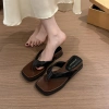 Dépp PU Square Head Clip Toe Vintage Casual Low Heel Bãi biển Mùa hè SS24 - Đế phẳng, thoải mái, giá 169k 6