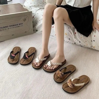 Dépp tông xoỏ ngón nữ Sticker Kitty mèo dễ thương, phẳng đi biển, thoáng khí mùa hè - 49.700 VND