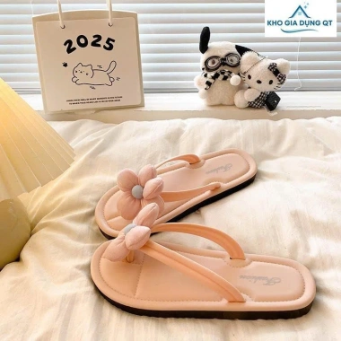 Dépp Xỏ Ngón Đính Hoa - Đế Đặc Đúc Nguyên Khối, Đế Tông Đi Biển, Mềm Dẻo Êm Chân, Giá 57.500đ