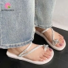 Dépp xỏ ngón kim cương giả, bạc PU chống trượt, 40-41, hoa mềm La Mã du lịch