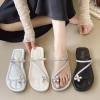 Dépp xỏ ngón kim cương giả, bạc PU chống trượt, 40-41, hoa mềm La Mã du lịch 7